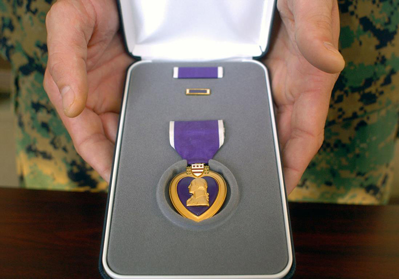 Purple Heart Badge inside the case
