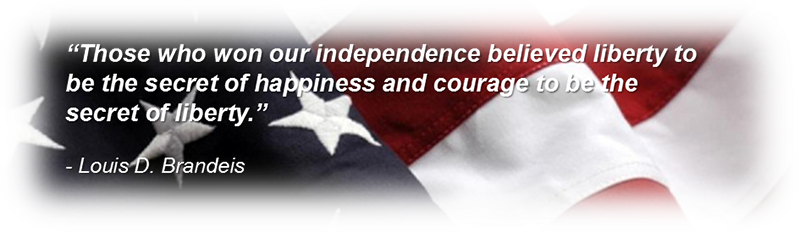 Louis D. Brandeis quote on US flag background